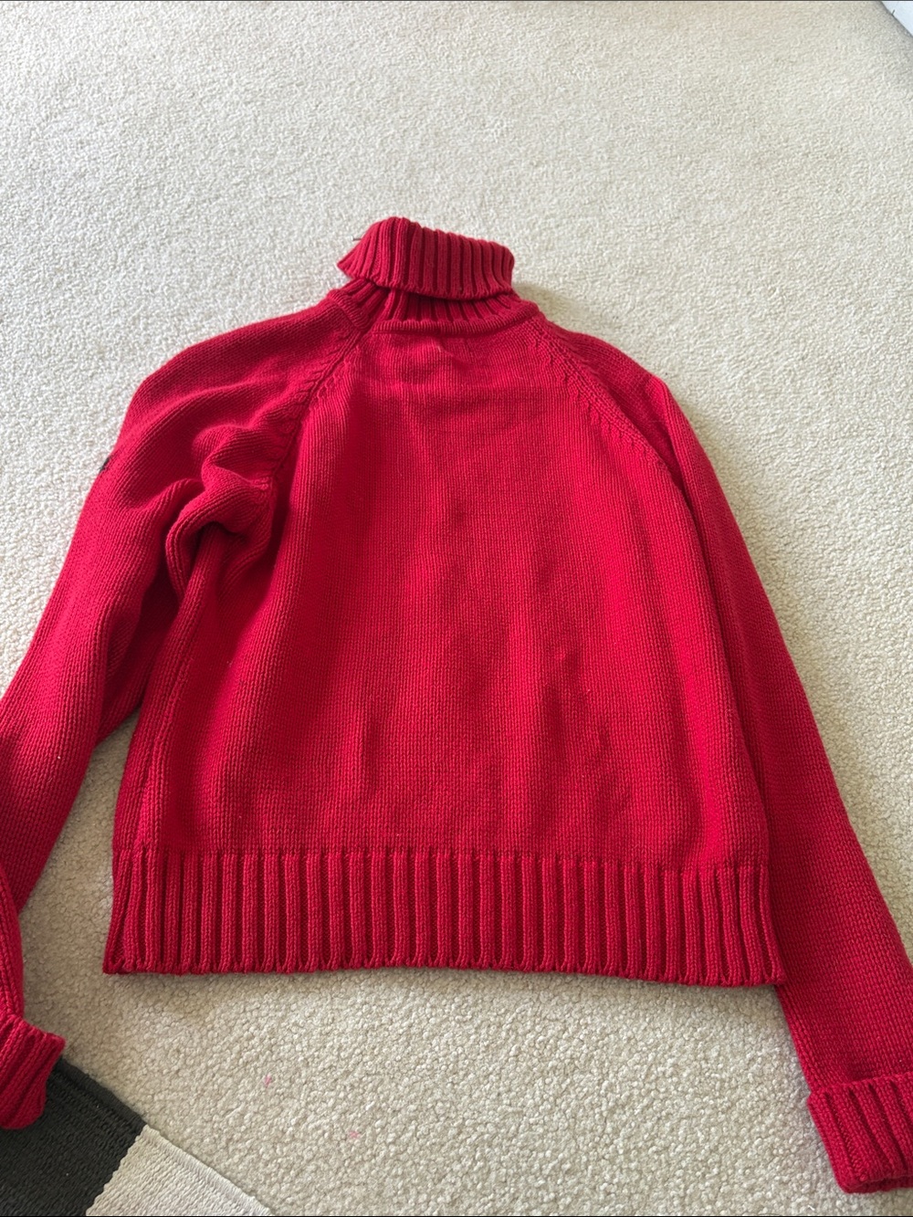 Calvin Klein Red Ribbed Turtleneck Sweater
